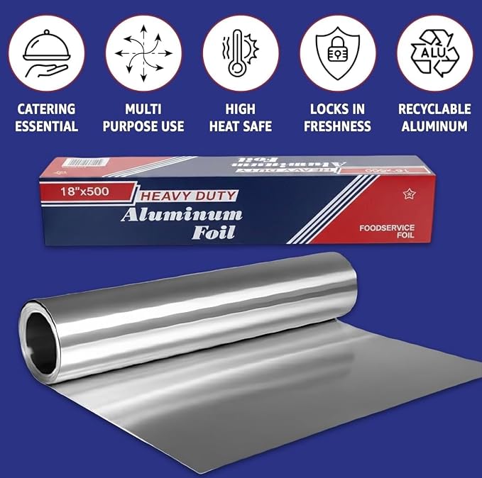 Heavy Duty Aluminum Foil Roll 18 Inch x 500 Feet, Extra Thick Commercial Grade - Image 5