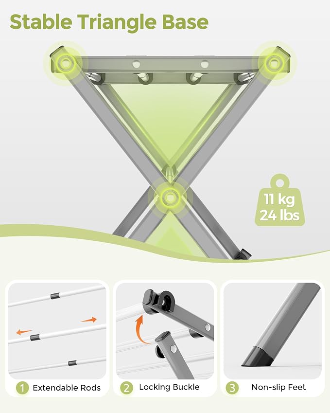 3-Tier Foldable Clothes Drying Rack, 37.6" H, Tool-free Assembly, Extendable - Image 5