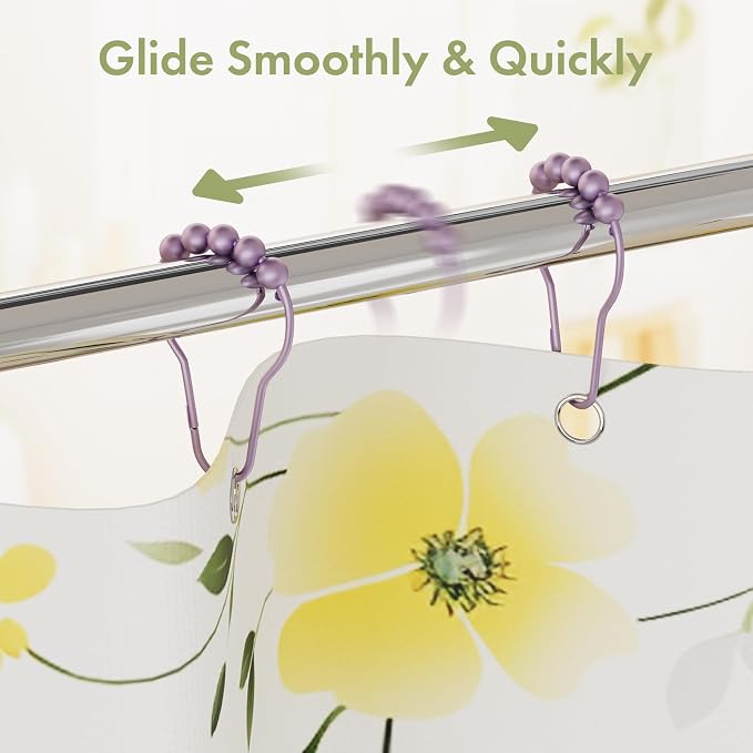 Shower Curtain Hooks, Rust Resistant Purple Shower Curtain Hooks - Image 7