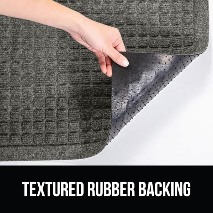 GORILLA GRIP Front Door Mat, Indoor Outdoor Ultra Absorbent HydroAbsorb Doormat, Absorbs Up to 1.7 Cups of Water, Stain and Fade Resistant, Rubber Backing Doormats, Captures Dirt, 29x17 Grey