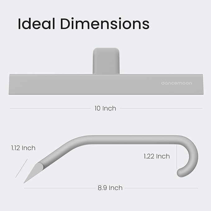 JustHang Shower Squeegee with Built-in Hook, 10-Inch Gray | Award-Winning Design - Image 9