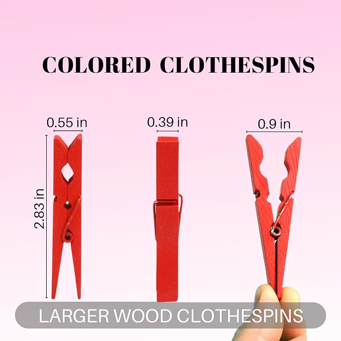 10 Colored Wooden Clothespins 50 PCS, 2.9 Inch Heavy Duty Clothes Pins | - Image 6