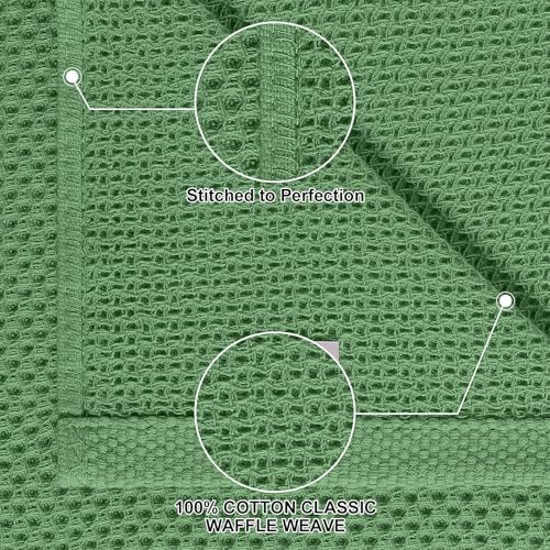 Homaxy 8 Pack 100% Cotton Kitchen Towels and Dishcloths Set, Grass Green - Image 2