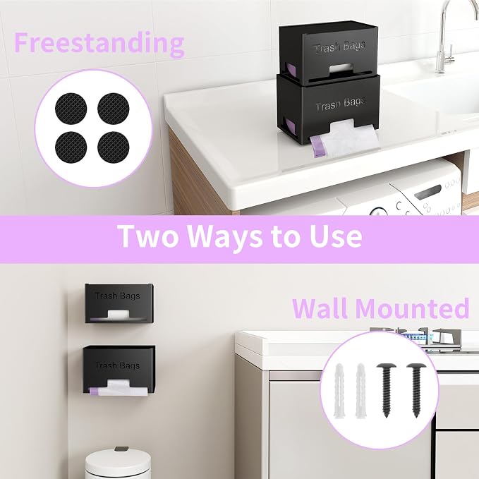 STWWO 2-Pack Trash Bag Holder Dispenser, Stackable Garbage Bag Dispenser | - Image 6