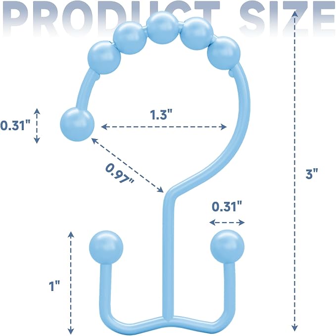 Titanker Shower Curtain Hooks, Rust Resistant Shower Curtain Rings - Image 7