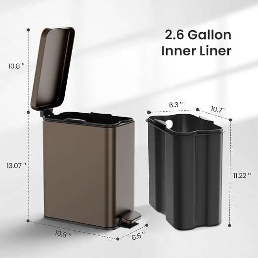 Cesun 2.6 Gallons Small Bathroom Trash Can - Image 6