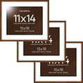 Homeforia 15x18 Diploma Brown Frame, High End Dark Oak 15by18 Certificate Wood Frames with Mat 11x14, 15 x 18 Walnut Wooden Document Frame, Graduation Degree Frames, Tempered Glass, Wall Kit, Set of 3