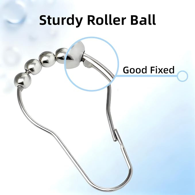 Shower Curtain Hooks Rings, Decorative Rust Proof Stainless Steel Shower - Image 4