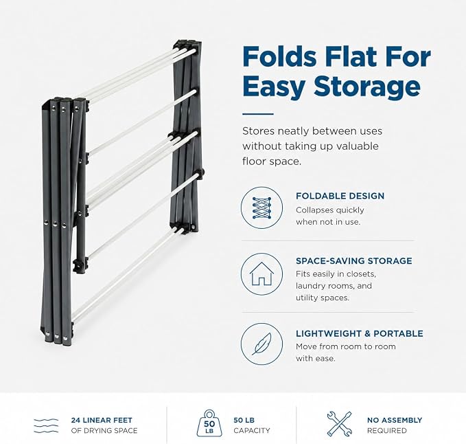 Honey-Can-Do 6-Tier Collapsible Clothes Drying Rack, then folds flat to 3 in. - Image 6