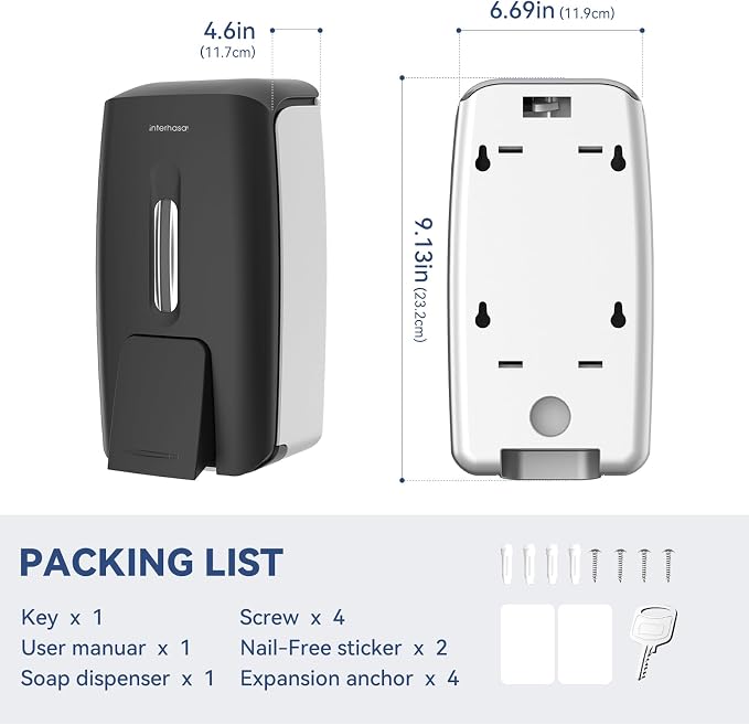 interhasa! Commercial Hand Soap Dispenser Wall Mount | Dual-Lock Design - Image 9
