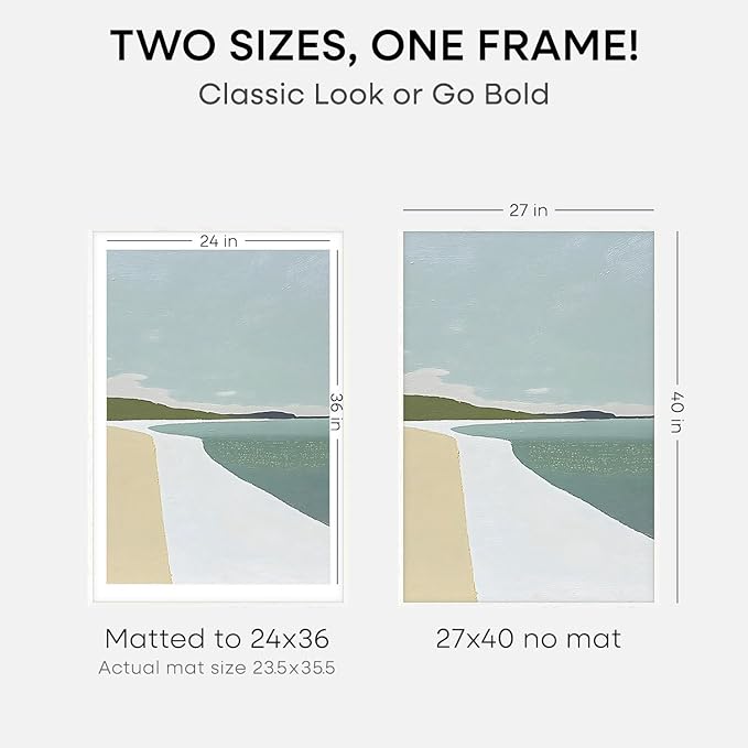 Homeforia White Poster Frame 27x40, High End Oak 27 x 40 Wood Picture Frame with Mat 24 by 36 for Photo, 27x40 Large Wooden Frame Matted to 24x36, 40x27 Thin Frames, Tempered Glass, Wall Kit, Set of 2