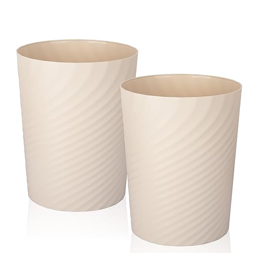 Plastic Small Bathroom Trash Can Wastebasket Garbage Can, 2 Pack | Sturdy-Easy by UUJOLY
