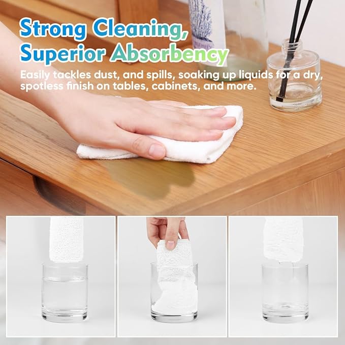 HOMEXCEL White Microfiber Cleaning Cloth 12 Pack, 12.5 x 12.5 inch Microfiber - Image 5