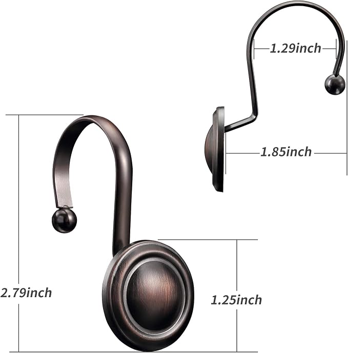 CHICTIE Bronze Shower Curtain Hooks Rings, Oil Rubbed Decorative Shower Curtain - Image 6
