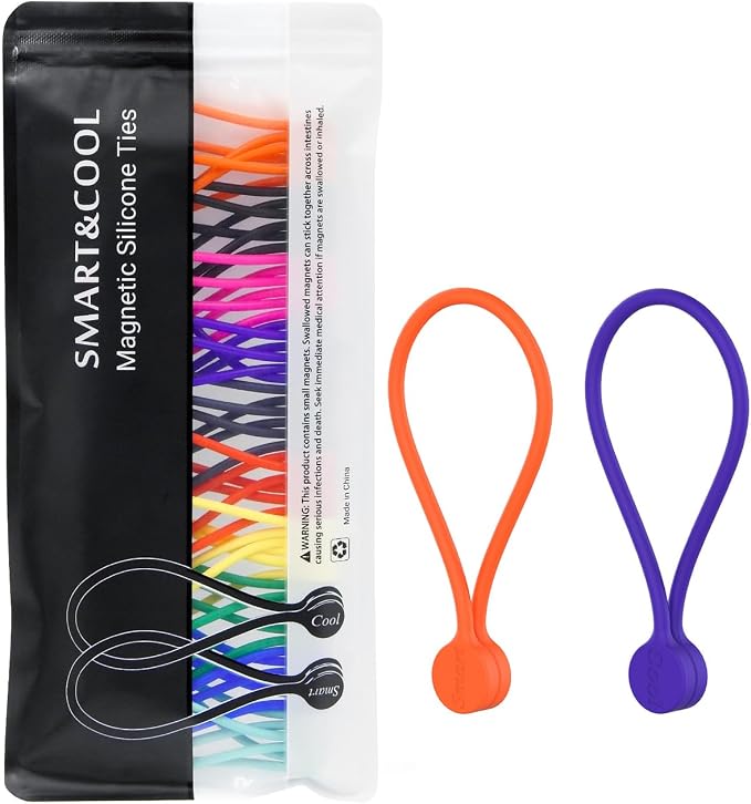 SMART&COOL Reusable Silicone Magnetic Cable Ties, Holding Stuff, Book Markers by SMARTCOOL