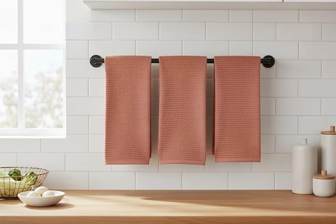 Peach Coral Salmon Kitchen Dish Towels, 100% Cotton - Image 5