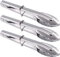 Small Stainless Steel Serving Tongs 7-Inch Salad Tongs, Set of 3 (Silver)