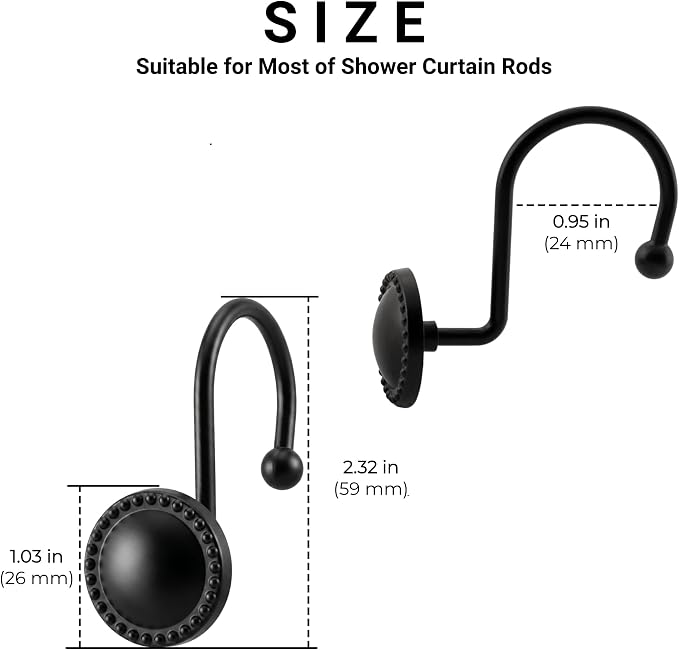 Shower Curtain Hooks, Rust-Resistant Decorative Rings, Smooth Glide, Circular - Image 2