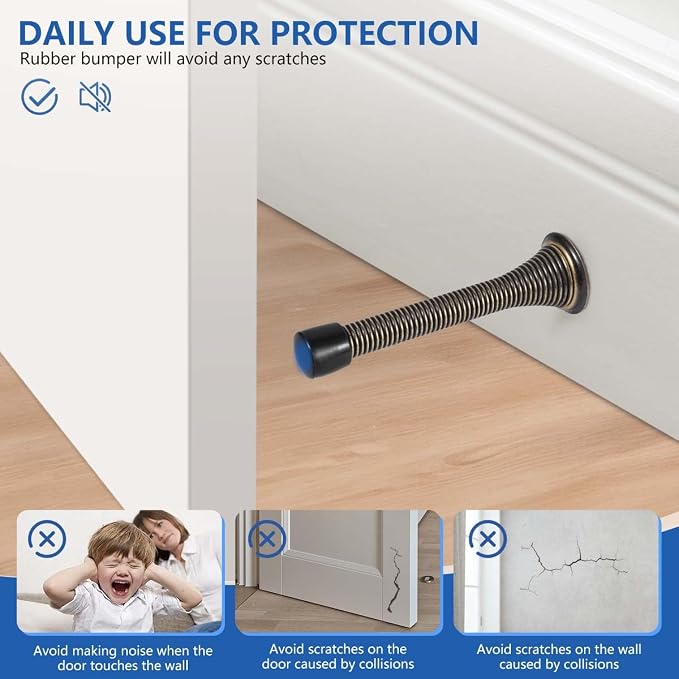 KISEER 12 Pack Spring Door Stops 3 1/4 Inch Flexible Heavy Duty Spring Door - Image 4