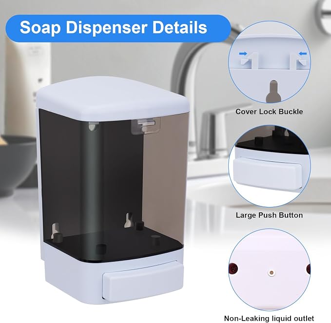 Soap Dispenser Wall Mount, 33.8oz/1000ml Commercial Hand Soap Dispenser - Image 4
