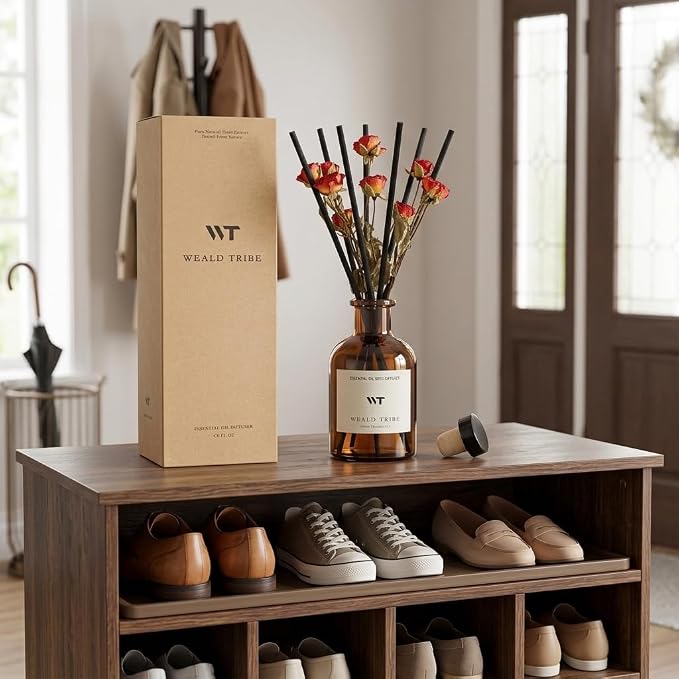 Reed Diffuser Set for Bathroom Air Fresheners, Oil Diffuser Sticks | Sandalwood - Image 5