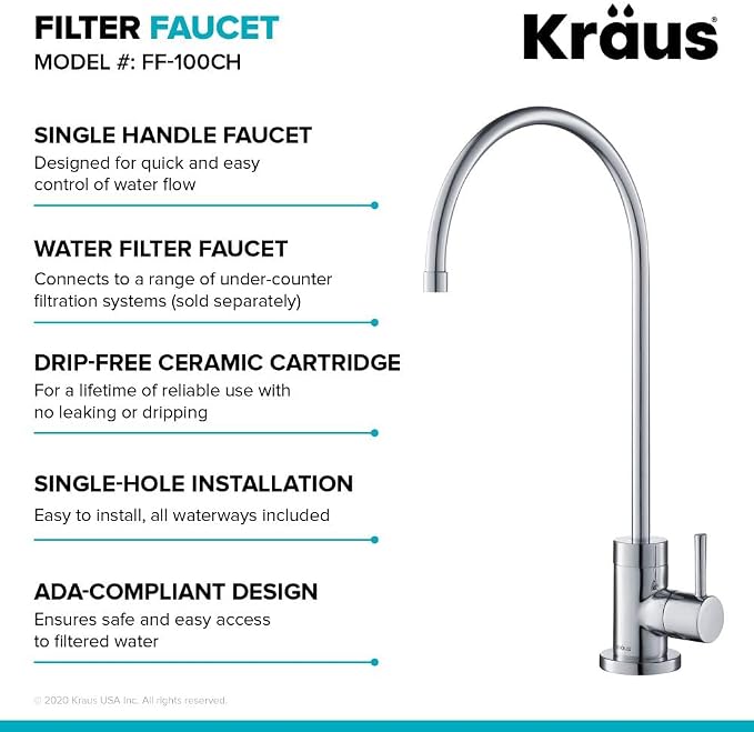 KRAUS Purita 100% Lead-Free Kitchen Water Filter Faucet in Chrome - Image 5
