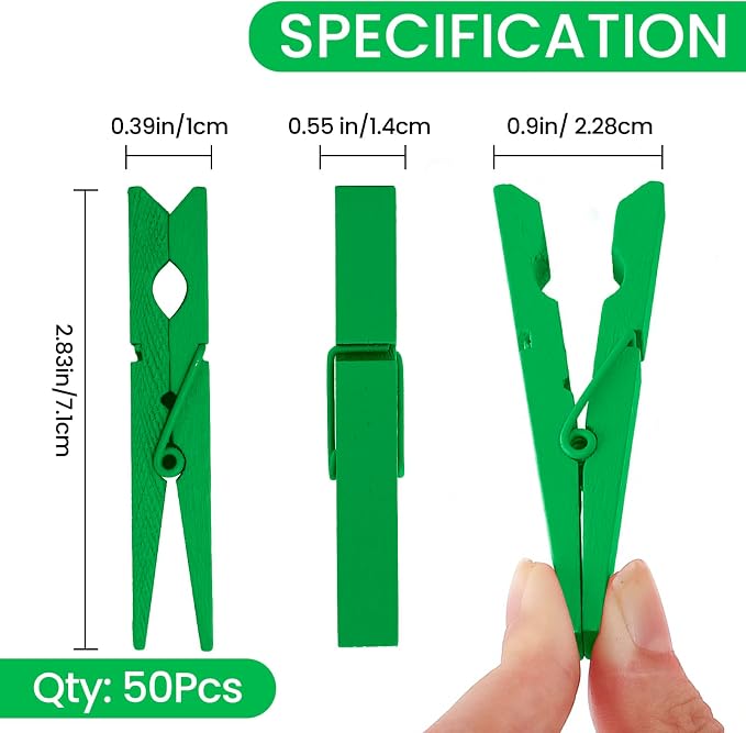 50PCS Colored Wooden Clothespins 2.9 Inch Color Clothes Pins - Image 7