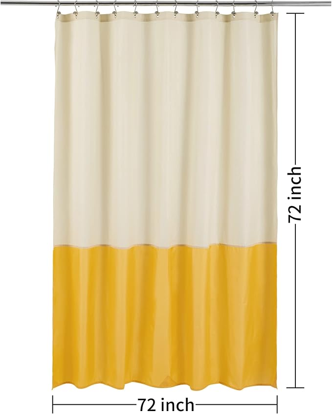 ALYVIA SPRING Waterproof Fabric Shower Curtain or Liner Cream/Yellow - Image 7