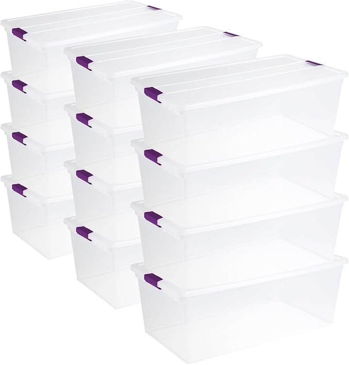 Sterilite 12-Pack 110 Quart ClearView Latch Box, Stackable Organizer Bins by Sterilite
