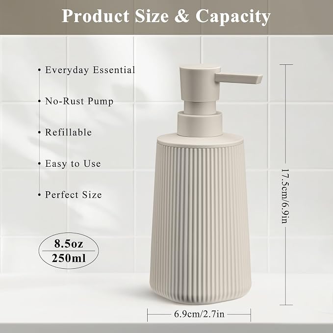 Beige 2 Pack Hand Soap Dispensers Set | - Image 6