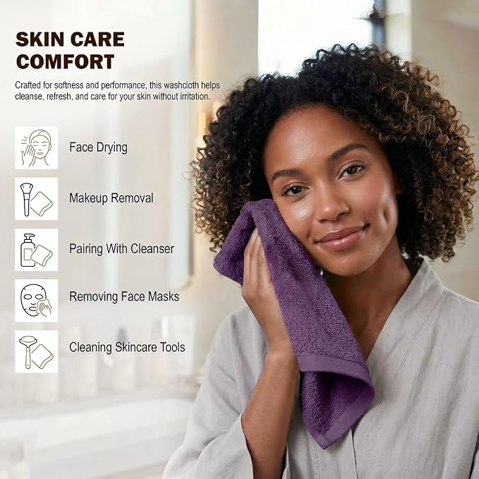 Utopia Towels 24 Pack Washcloths, 12x12 in, 100% Cotton, Plum | Premium 100% - Image 9
