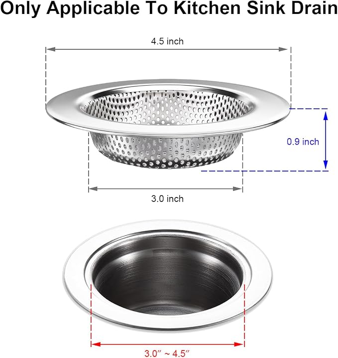 Seatery Kitchen Sink Drain Strainers/Filter/Screen/Basket Strainer, Stainless - Image 2