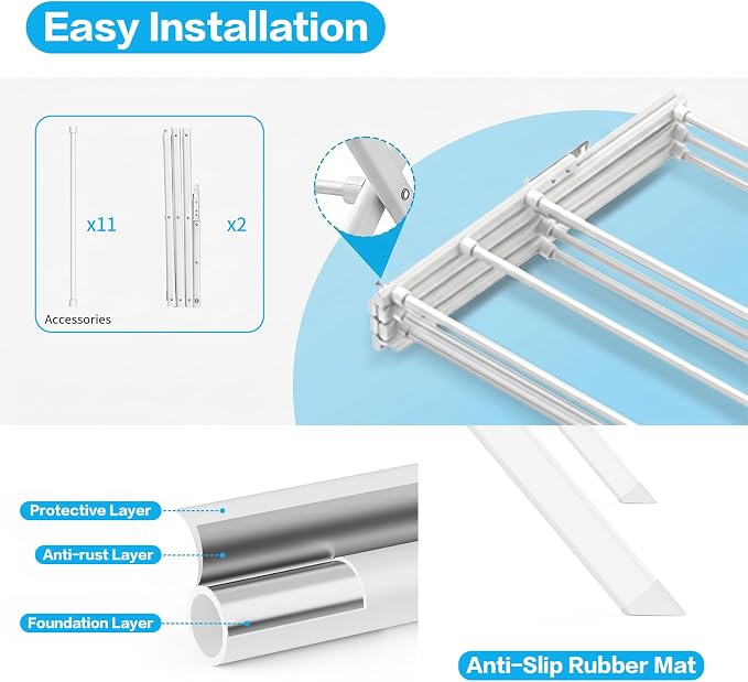 3-Tier Foldable Clothes Drying Rack Adjustable, Laundry Drying Rack Collapsible - Image 4