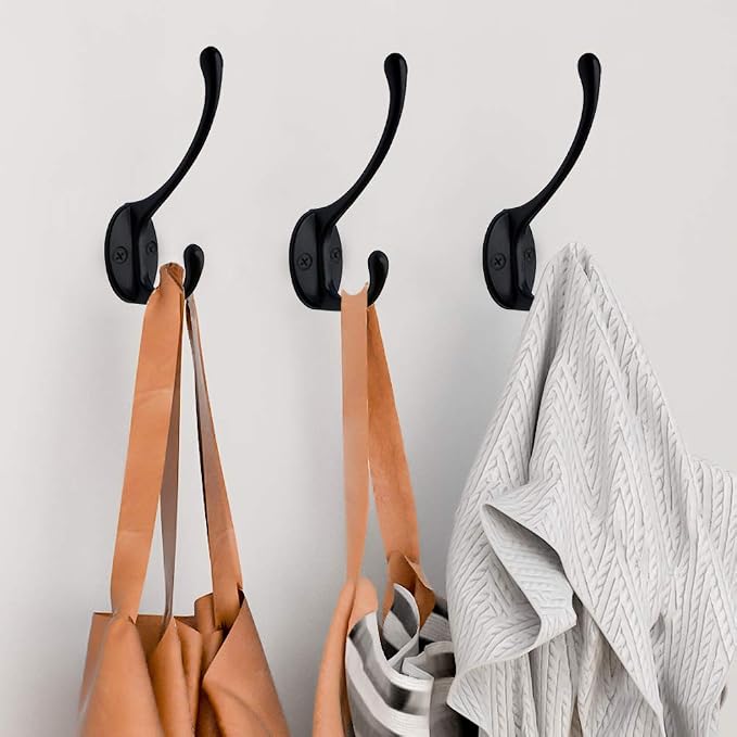 IBosins 10 Pack Black Double Coat Hooks No Rust Hooks - Image 6