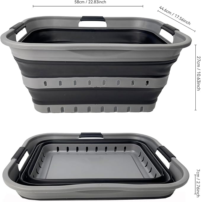 SAMMART 42 Collapsible Plastic Laundry Basket, Foldable Pop Up Storage - Image 9