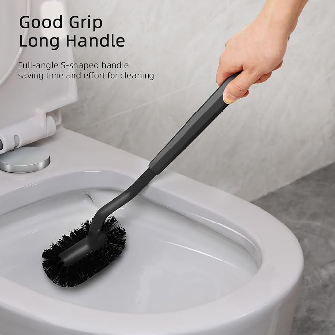 HAMITOR Toilet Bowl Brush Holder Set: Bathroom Deep Cleaning Scrubber | Under - Image 5