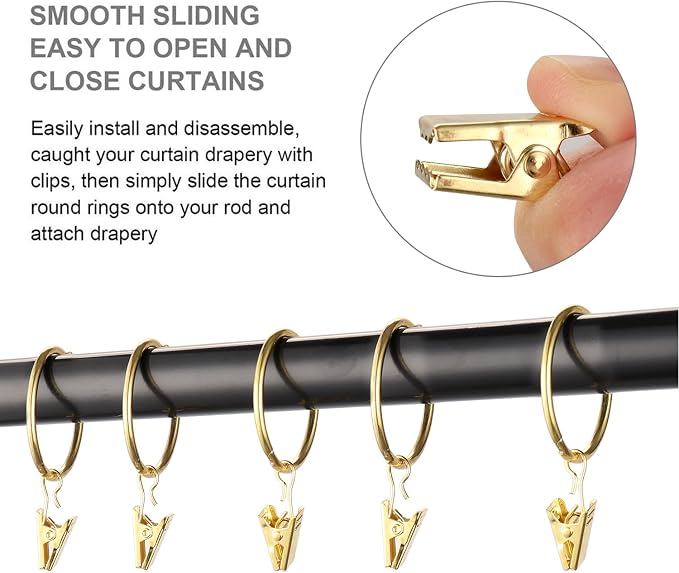 40 Pack Rings Curtain Clips Rustproof Metal Window Drapery Decorative Clips - Image 4