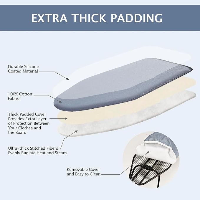 SheeChung 12.5"x32" Small Ironing Board Cover and Pad, Extra Thick Padding - Image 4
