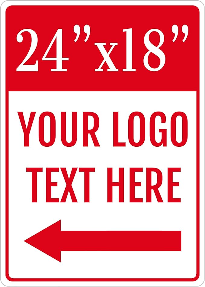 Large Custom Outdoor Metal Sign for Business Shop Wall Display, 24x18 Inch, Rust-Free Aluminum Weather Resistant, Waterproof, Durable Ink, Easy to Mount