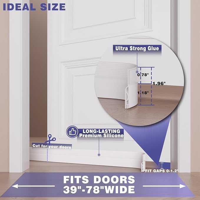 5Pack Door Draft Stopper, Adjustable Door Sweep - Image 7