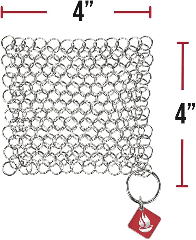 Knapp Made Original 4" Chainmail Scrubber - Cleaner For Cast Iron, Stainless Steel, Hard Anodized Cookware and Other Pots & Pans