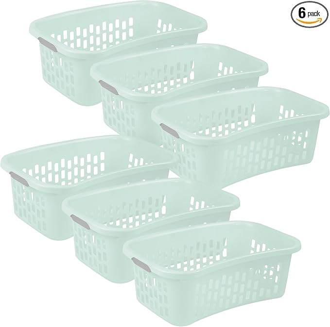 Sterilite HipHold Laundry Basket, Plastic Rectangle Clothes Hamper, 6 Pack by Sterilite