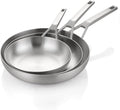 Stainless Steel Pan Set, All Cooktops Up to 600℉,Tri-Ply Stainless Steel Frying Pan Set, 8"+10"+12", Chef's pan,Skillets, Nontoxic Fast & Even Heat