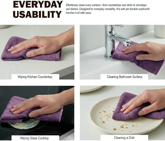 Utopia Towels 24 Pack Washcloths, 12x12 in, 100% Cotton, Plum | Premium 100% - Image 8