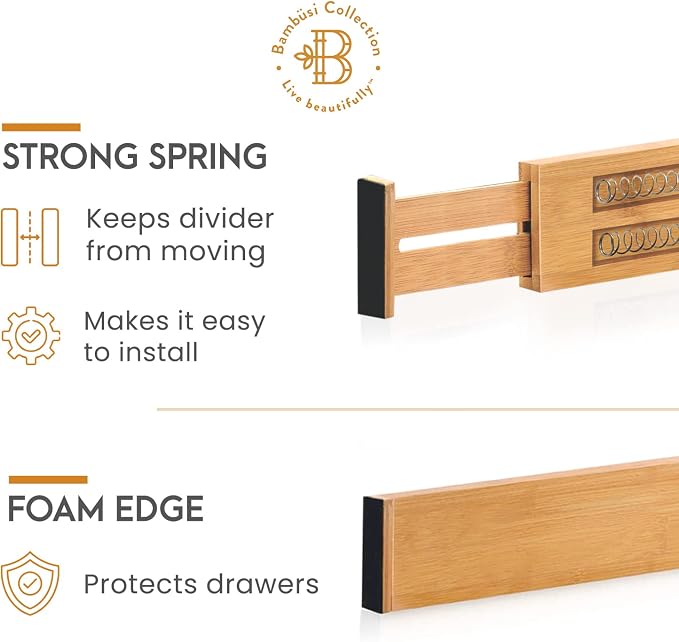 4-Pack Bamboo Drawer Dividers - Image 8