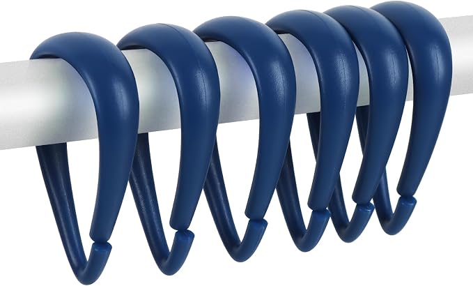 Top-spring Navy Blue Shower Curtain Hooks 12Pcs Drop Shaped by Top-spring