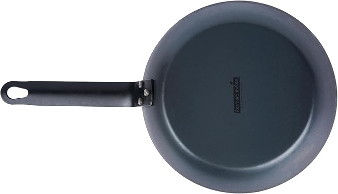 Restaurantware-Met Lux 9 Inch Fry Pans, 6 Lightweight Frying Pans - Induction-Ready, Triple-Riveted, Black Carbon Steel Cooking Skillets, Durable, For Searing, Sauteing, And Browning Food