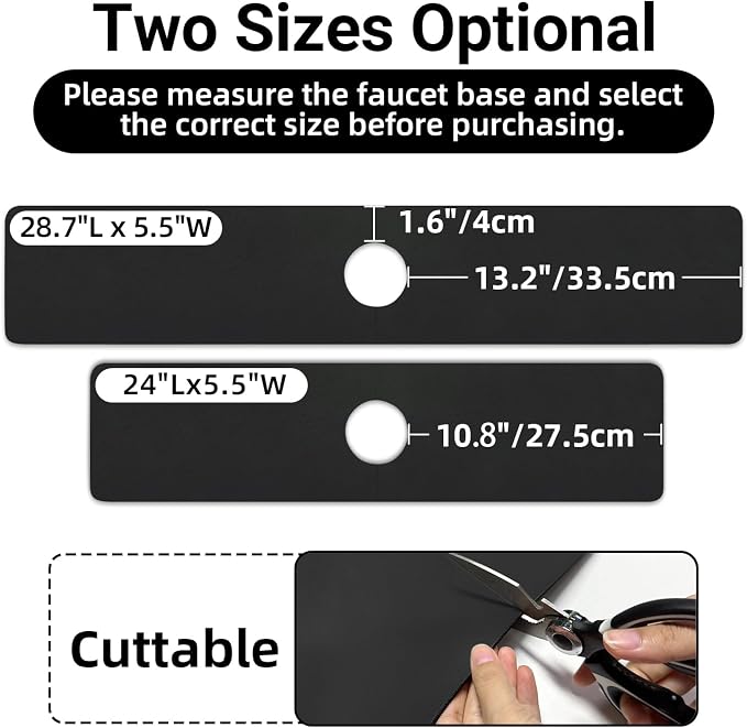 LOPNUR Cuttable Faucet Mat for Kitchen Sink, Long 24x5.5 Inch, 0.8-2.4 Inch - Image 9