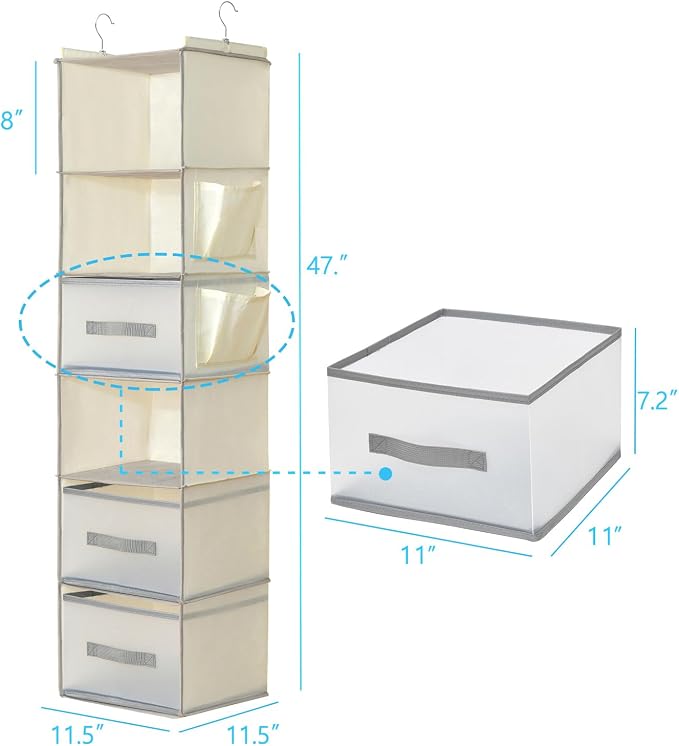 6-Tier Hanging Organizer w/ 3 Drawers, Side Pockets - Image 3