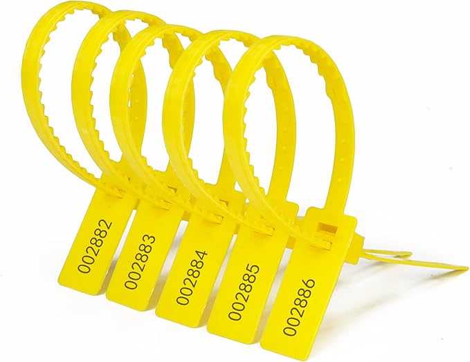 Heavy Duty Plastic Security Seal Self Locking Tamper Evident Shipping Tags 337 mm 13.2" (Yellow 500 PCS)
